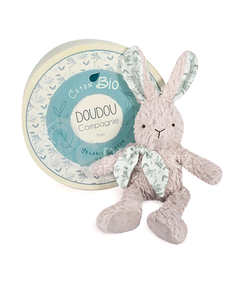 Doudou Šedý plyšový králík z  BIO bavlny 25 cm