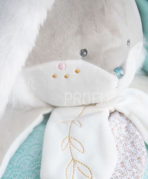 Doudou Tyrkysový králíček s prostorem pro uložení pyžámka 38 cm