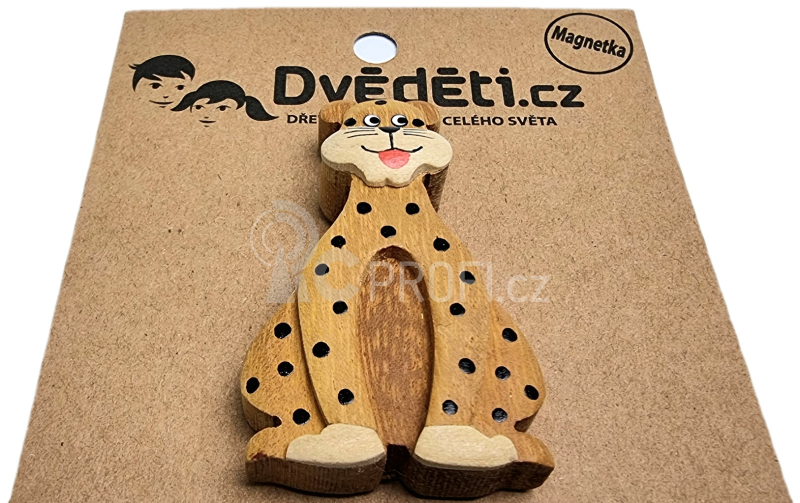 Dvěděti Dřevěná magnetka velká Leopard