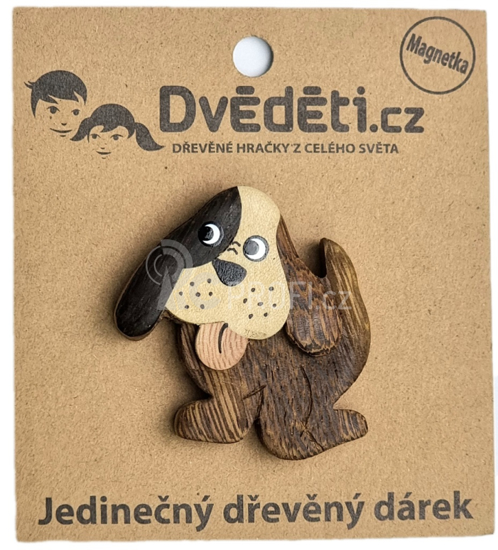 Dvěděti Dřevěná magnetka velká Pes