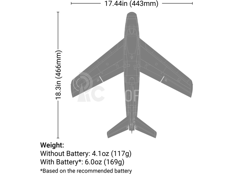 RC letadlo E-flite F-86 Sabre 0.44m BNF Basic