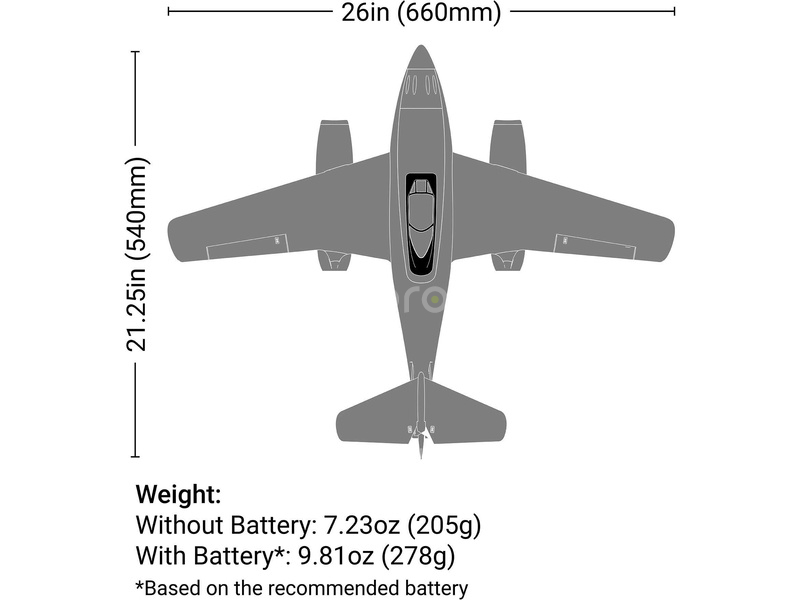 RC letadlo E-flite Me 262 EDF 0.66m SAFE Select BNF Basic