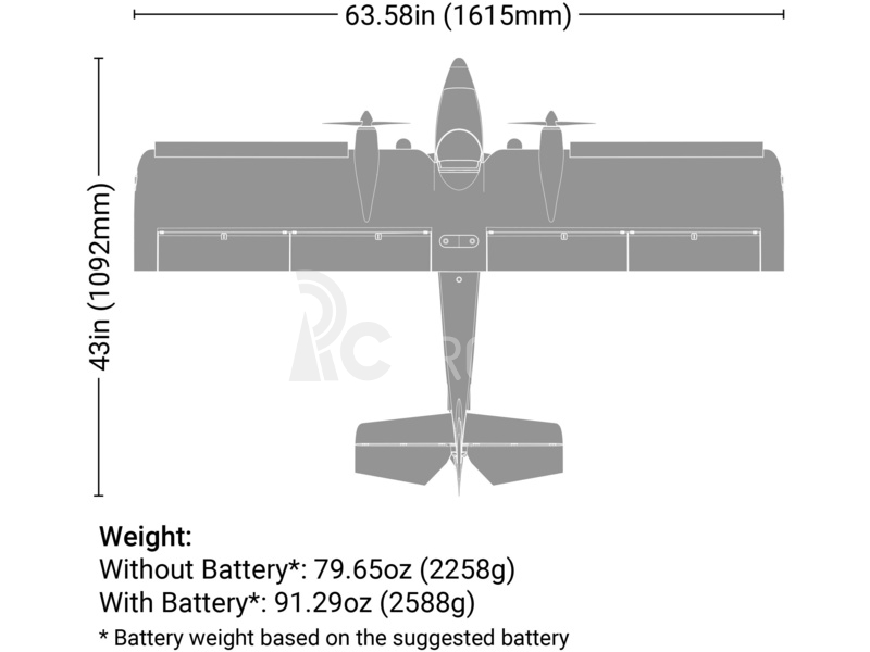 RC letadlo E-flite Twin Timber 1.6m SAFE Select BNF Basic