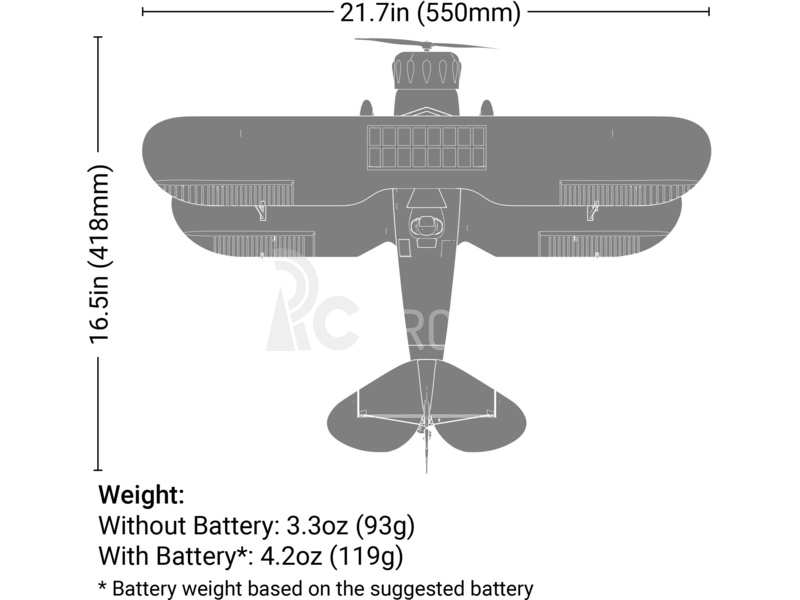 E-flite Waco 0.55m SAFE Select BNF Basic bílé