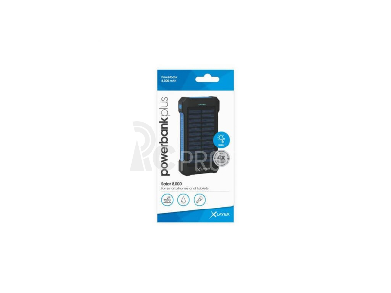 XLayer powerbank PLUS Solar 8000 mAh černá/modrá