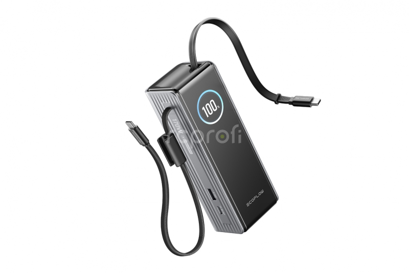 EcoFlow RAPID Power Banka (25000mAh,170W) 2x100W vestavěný USB-C kabel - stříbrná