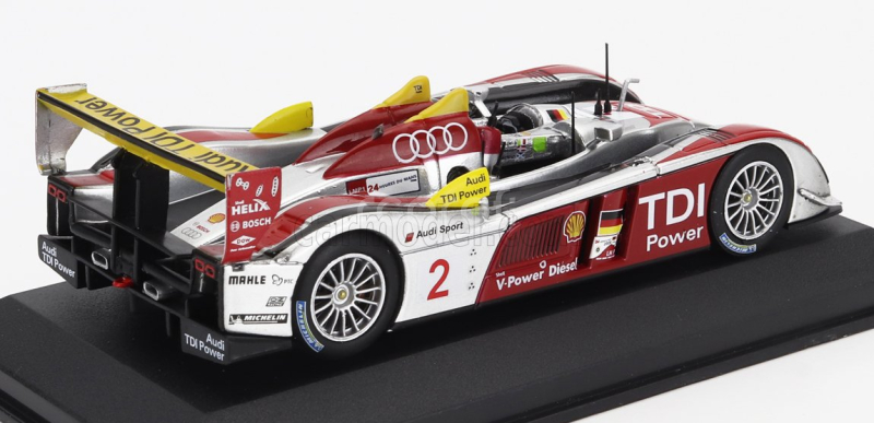 Edicola Audi R10 Tdi 5.5l Turbo V12 Team Audi Sport North America N 2 Winner 24h Le Mans 2008 Rinaldo Capello - Tom Kristensen - Allan Mcnish 1:43 Stříbrná Červená Žlutá