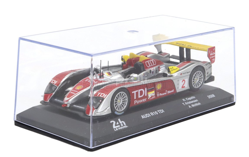 Edicola Audi R10 Tdi 5.5l Turbo V12 Team Audi Sport North America N 2 Winner 24h Le Mans 2008 Rinaldo Capello - Tom Kristensen - Allan Mcnish 1:43 Stříbrná Červená Žlutá