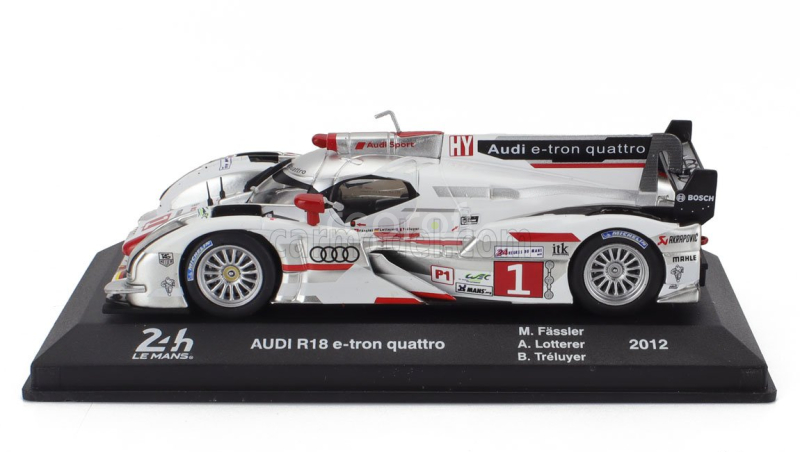 Edicola Audi R18 E-tron Quattro Tdi 3.7l Turbo V6 Hybrid Team Audi Sport Joest N 1 Winner 24h Le Mans 2012 Andre Lotter - Marcel Fassler - Benoit Treluyer 1:43 Bílá Stříbrná Červená