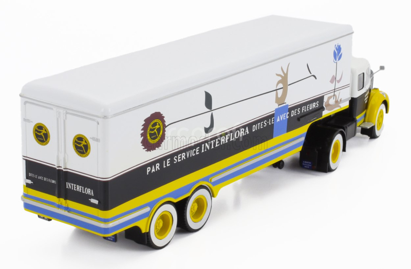 Edicola Berliet Tlr 10m Truck Semi-frigo Interflora Transports 1956 - Without Card Box 1:43 Bílá Hnědá Žlutá