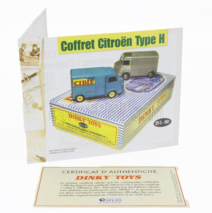 Edicola Citroen Set L'indispensable Citroen 2x H-type 1200kg Van Cibie 1955 - Coffret Box 1:43 Stříbrná Modrá
