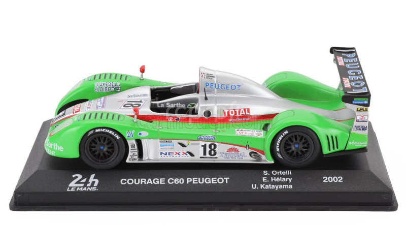 Edicola Courage C60 Peugeot A32 3.2l Turbo V6 Team Pescarolo Sport N 18 24h Le Mans 2002 Stephane Ortelli - Ukyo Katayama - Eric Helary 1:43 Zelené Stříbro