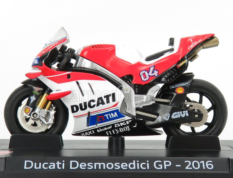 Edicola Ducati Gp16 Team Ducati N 4 Season Motogp 2016 Andrea Dovizioso - Damage Display Box 1:24 Červená Bílá