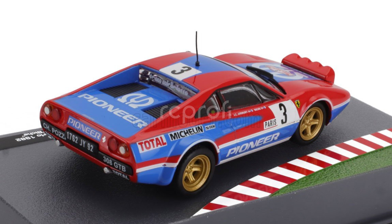 Edicola Ferrari 308 Gtb Gr.4 (night Version) N 3 Rally Montecarlo 1982 Jean Claude Andruet - Michele Petit Biche 1:43 Červená Modrá