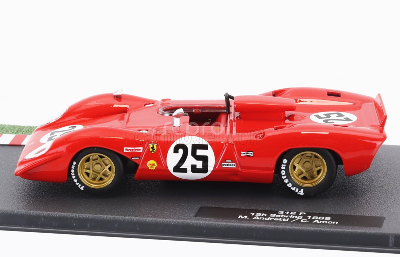 Edicola Ferrari 312p 3.0l Spider Team Sefac N 25 2nd 12h Sebring 1969 Mario Andretti - Chris Amon 1:43 Red