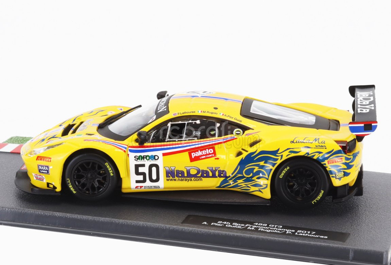 Edicola Ferrari 488 Gt3 3.9l Turbo V8 Team Af Corse N 50 24h Spa 2017 Alessandro Pierguidi - Michele Rugolo - Pasin Lathouras 1:43 Žlutá