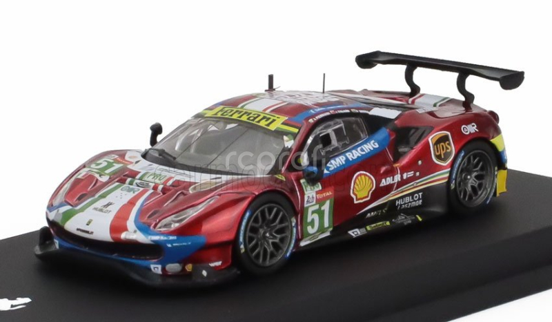 Edicola Ferrari 488 Gte Evo 3.9l Turbo V8 Team Af Corse N 51 Winner Class Lmgte Pro 24h Le Mans 2019 J.calado - A.pier Guidi - D.serra - Con Vetrina - With Showcase 1:64 Červená S Bílou Modrou