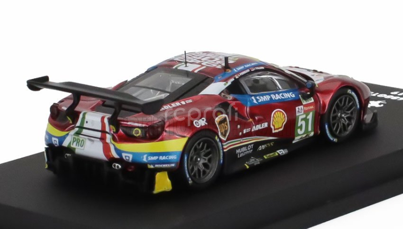 Edicola Ferrari 488 Gte Evo 3.9l Turbo V8 Team Af Corse N 51 Winner Class Lmgte Pro 24h Le Mans 2019 J.calado - A.pier Guidi - D.serra - Con Vetrina - With Showcase 1:64 Červená S Bílou Modrou