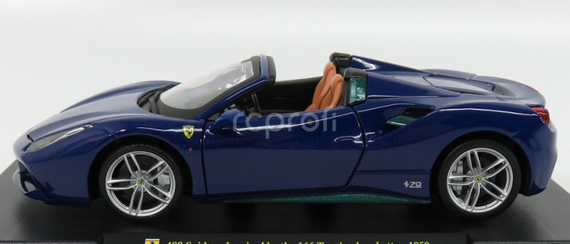 Edicola Ferrari 488 Spider 2015 - Inspired By The 166 Touring Barchetta - Con Vetrina - With Showcase 1:24 Blue Met