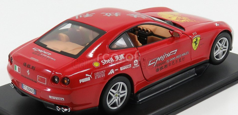 Edicola Ferrari 612 Scaglietti Tour China 15.000 Red Miles 2004 - Con Vetrina - With Showcase 1:24 Červená Stříbrná