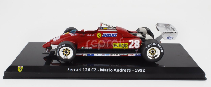 Edicola Ferrari F1  126 C2 N 28 Season 1982 Mario Andretti - Con Vetrina - With Showcase 1:24 Red