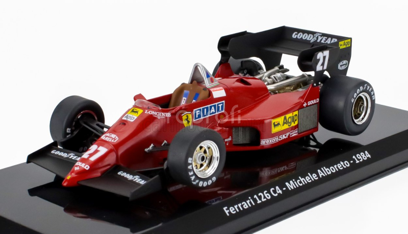Edicola Ferrari F1  126 C4 N 27 Season 1984 Michele Alboreto - Con Vetrina - With Showcase 1:24 Červená Černá