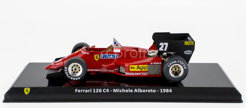 Edicola Ferrari F1  126 C4 N 27 Season 1984 Michele Alboreto - Con Vetrina - With Showcase 1:24 Červená Černá