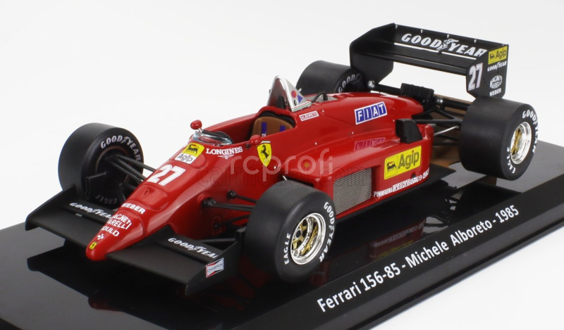 Edicola Ferrari F1  156-85 N 27 Season 1985 Michele Alboreto - Con Vetrina - With Showcase 1:24 Červená Černá