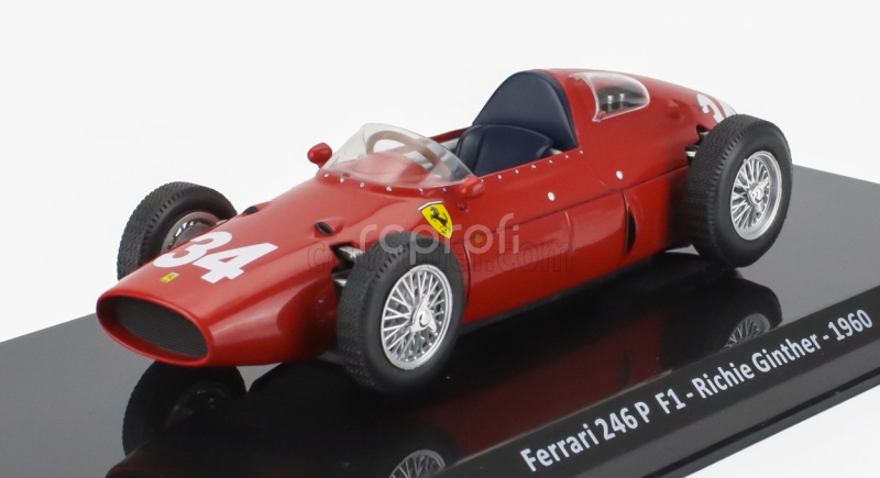 Edicola Ferrari F1  246p N 34 Season 1960 Richie Ginther - Con Vetrina - With Showcase 1:24 Red