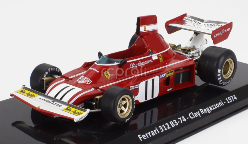 Edicola Ferrari F1  312 B3-74 N 11 Season 1974 Clay Regazzoni - Con Vetrina - With Showcase 1:24 Červená Bílá