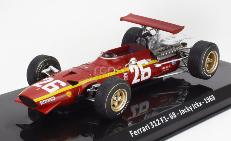 Edicola Ferrari F1  312 F1-68 N 26 Season 1968 Jacky Ickx - Con Vetrina - With Showcase 1:24 Červená Bílá