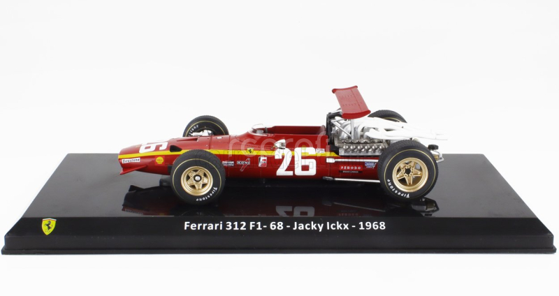 Edicola Ferrari F1  312 F1-68 N 26 Season 1968 Jacky Ickx - Con Vetrina - With Showcase 1:24 Červená Bílá