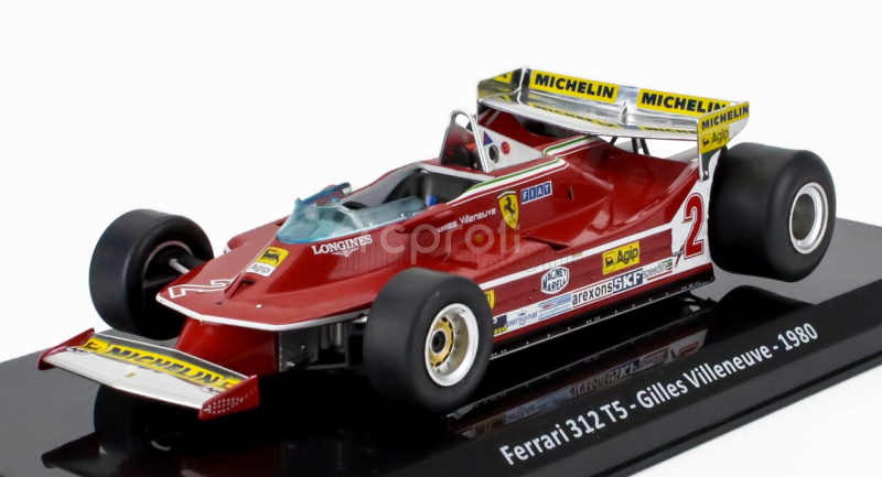 Edicola Ferrari F1  312 T5 N 2 Season 1980 Gilles Villeneuve - Con Vetrina - With Showcase 1:24 Red