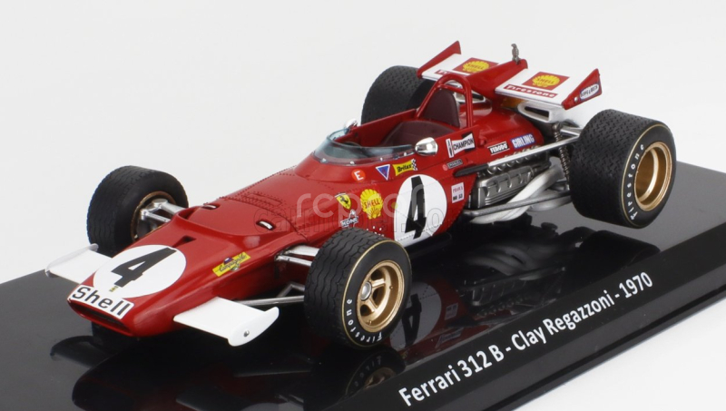 Edicola Ferrari F1  312b N 4 Season 1970 Clay Regazzoni - Con Vetrina - With Showcase 1:24 Červená Bílá
