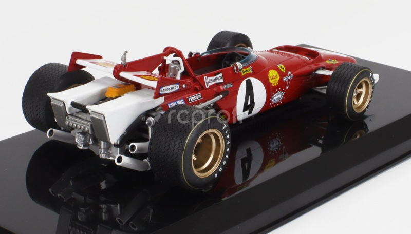 Edicola Ferrari F1  312b N 4 Season 1970 Clay Regazzoni - Con Vetrina - With Showcase 1:24 Červená Bílá