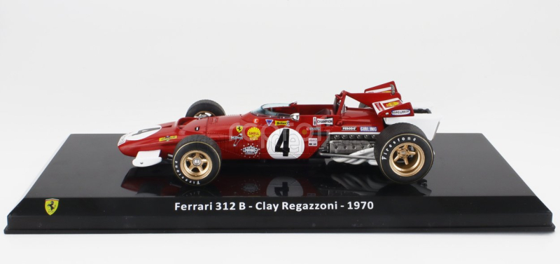 Edicola Ferrari F1  312b N 4 Season 1970 Clay Regazzoni - Con Vetrina - With Showcase 1:24 Červená Bílá