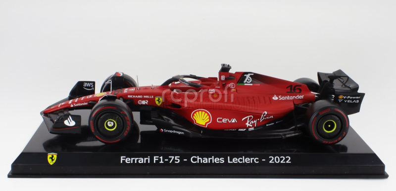 Edicola Ferrari F1-75 Scuderia Ferrari N 16 Season 2022 Charles Leclerc - Con Vetrina - With Showcase 1:24 Červená Černá
