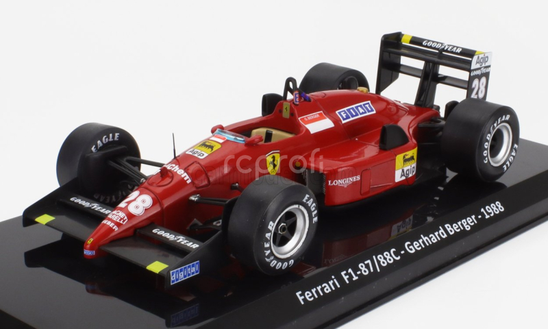 Edicola Ferrari F1  87/88c N 28 Season 1988 Gerard Berger - Con Vetrina - With Showcase 1:24 Červená Černá