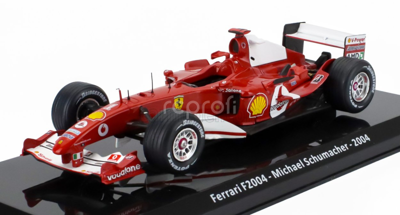 Edicola Ferrari F1  F2004 N 1 World Champion Season 2004 Michael Schumacher - Con Vetrina - With Showcase 1:24 Red