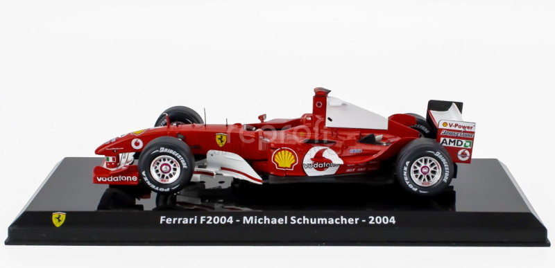 Edicola Ferrari F1  F2004 N 1 World Champion Season 2004 Michael Schumacher - Con Vetrina - With Showcase 1:24 Red