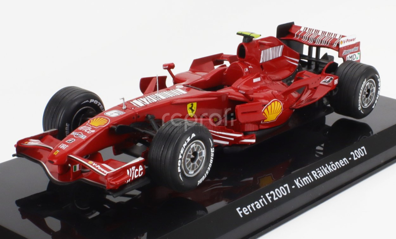 Edicola Ferrari F1  F2007 N 6 World Champion Season 2007 Kimi Raikkonen - Con Vetrina - With Showcase 1:24 F-1 Red Met