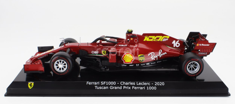 Edicola Ferrari F1  Sf1000 Team Scuderia Ferrari N 16 8th Toscana Gp Mugello 1000th Gp Ferrari F1 2020 Charles Leclerc - Con Vetrina - With Showcase 1:24 Mugello Red