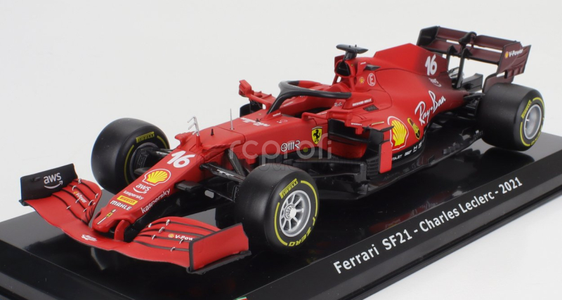 Edicola Ferrari F1 Sf21  Team Scuderia Ferrari Mission Winnow N 16 Season 2021 Charles Leclerc - Con Vetrina - With Showcase 1:24 Red
