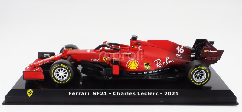 Edicola Ferrari F1 Sf21  Team Scuderia Ferrari Mission Winnow N 16 Season 2021 Charles Leclerc - Con Vetrina - With Showcase 1:24 Red