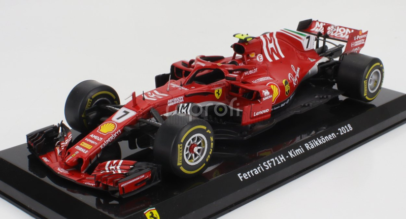 Edicola Ferrari F1  Sf71h N 7 Season 2018 Kimi Raikkonen - Con Vetrina - With Showcase 1:24 Red