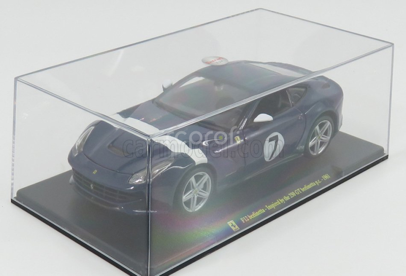 Edicola Ferrari F12 Berlinetta N 7 2012 - Inspired By The 250 Gt Berlinetta - Con Vetrina - With Showcase 1:24 Modrá Bílá
