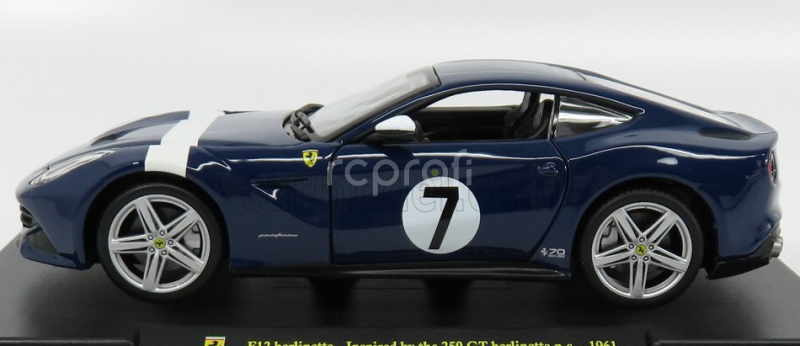 Edicola Ferrari F12 Berlinetta N 7 2012 - Inspired By The 250 Gt Berlinetta - Con Vetrina - With Showcase 1:24 Modrá Bílá