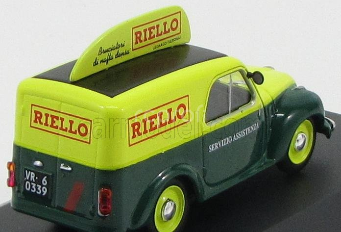 Edicola Fiat 500c Furgoncino Van Riello 1959 1:43 Zelená Žlutá