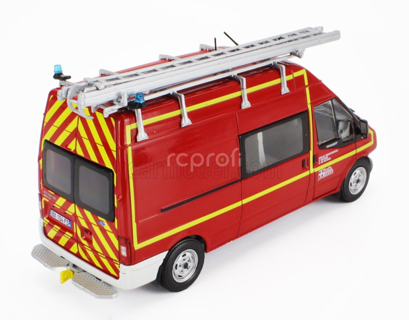 Edicola Ford england Transit Van Service Departemental D'incendie Et De Secours Fire Engine 2000 1:43 Červená Bílá Žlutá