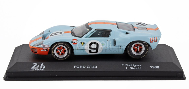 Edicola Ford usa Gt40 4.9l V8 Team Jw Automotive Engineering Gulf N 9 Winner 24h Le Mans 1968 Lucien Bianchi - P.rodriguez 1:43 Světle Modrá Oranžová